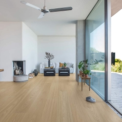 Valinge - Brushed Hardened Wood Flooring | Misty White Oak Select Grade (Room View)