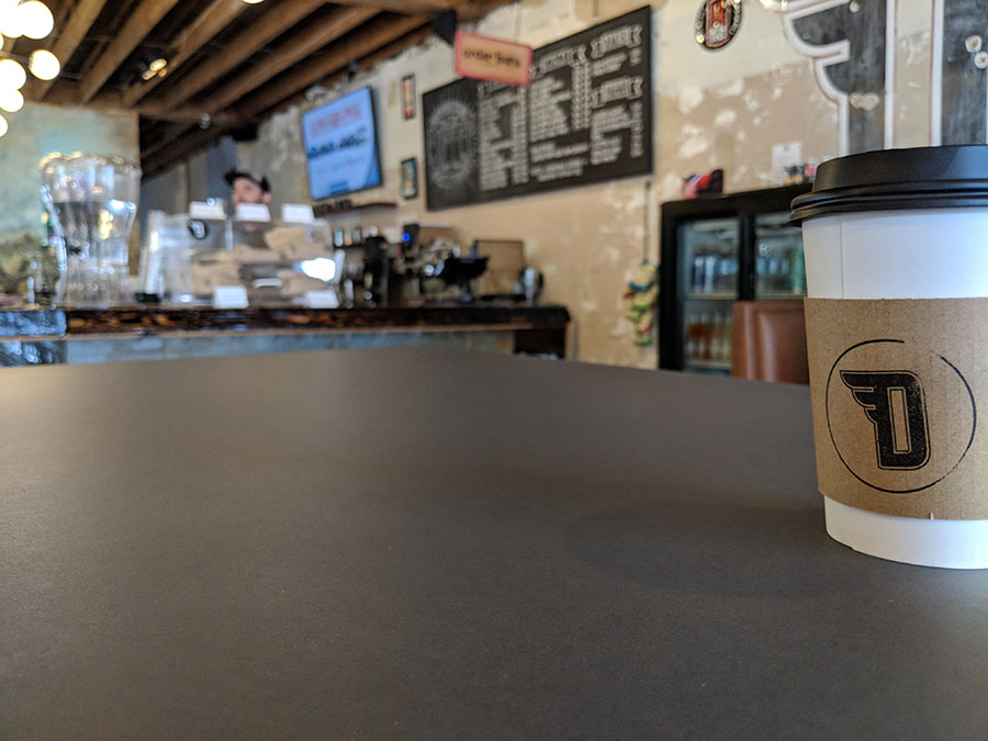 Not just for countertops, PaperStone can be used for a variety of applications, like this coffee shop tabletop. Photo courtesy of PaperStone®