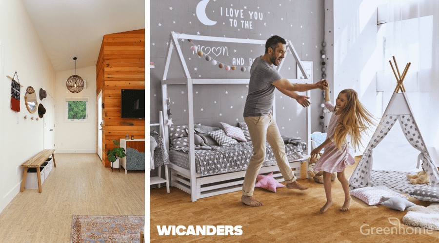 Wicanders Cork Flooring and Wall Coverings are one of our favorite sustainable building materials this year. Shown here in Charm (left) and Desire (right).